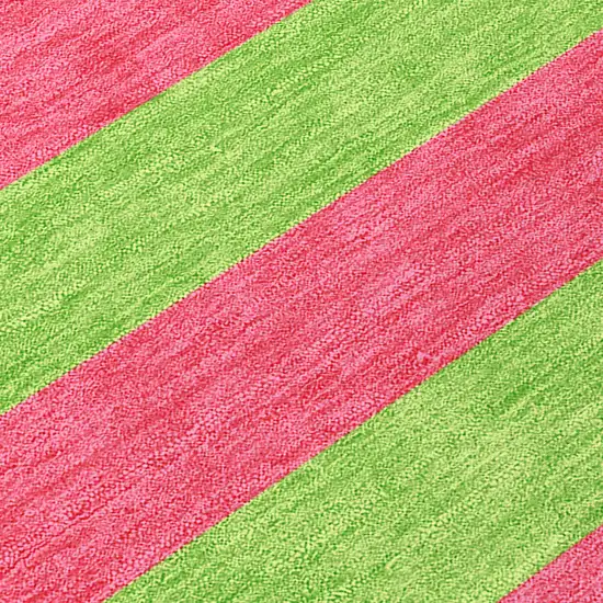 Green and Red Striped Washable Non Skid Indoor Outdoor Area Rug Photo 7