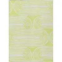 Photo of 3' X 4' Green and White Abstract Washable Non Skid Indoor Outdoor Area Rug