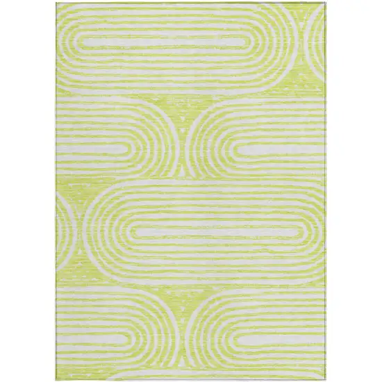 3' X 4' Green and White Abstract Washable Non Skid Indoor Outdoor Area Rug Photo 4