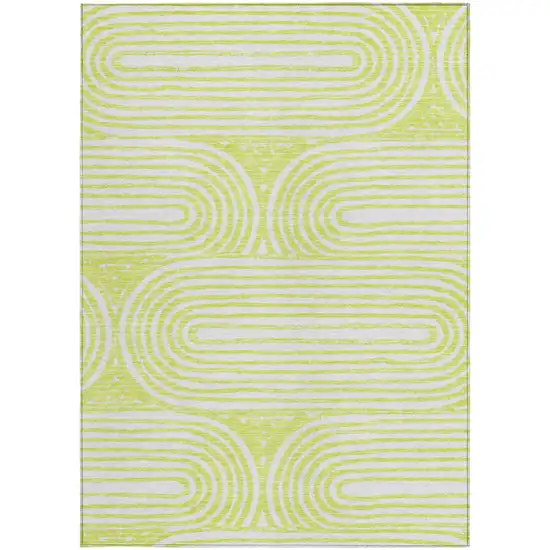 3' X 4' Green and White Abstract Washable Non Skid Indoor Outdoor Area Rug Photo 5