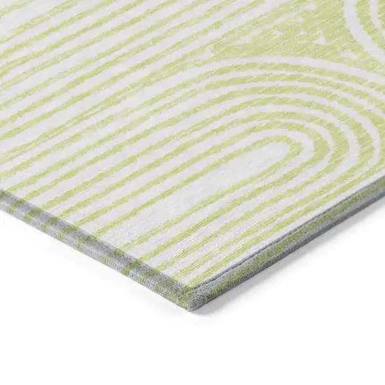 3' X 5' Green and White Abstract Washable Non Skid Indoor Outdoor Area Rug Photo 7