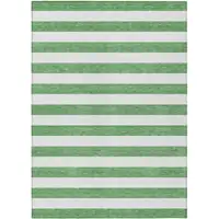 Photo of 3' X 5' Green and White Striped Washable Non Skid Indoor Outdoor Area Rug