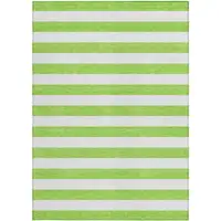 Photo of 3' X 4' Green and White Striped Washable Non Skid Indoor Outdoor Area Rug