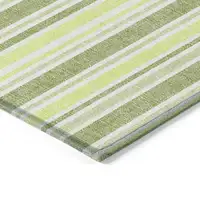 Photo of 3' X 5' Green and Yellow Striped Washable Non Skid Indoor Outdoor Area Rug