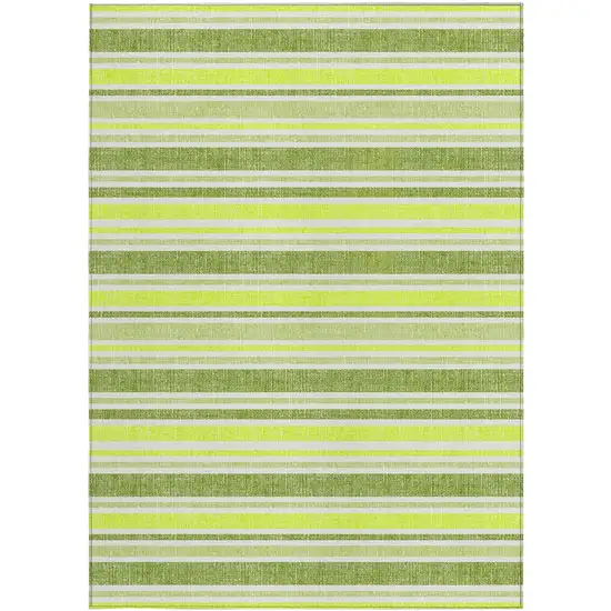 3' X 5' Green and Yellow Striped Washable Non Skid Indoor Outdoor Area Rug Photo 4