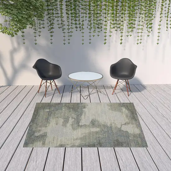 6' X 9' Grey Abstract Stain Resistant Indoor Outdoor Area Rug Photo 2