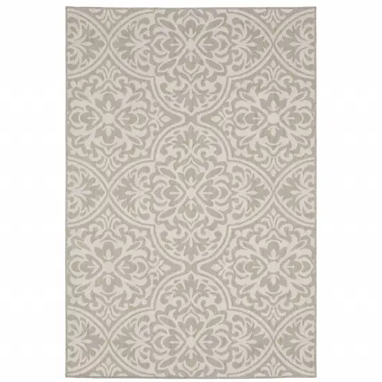 6' X 9' Grey Floral Stain Resistant Indoor Outdoor Area Rug Photo 1