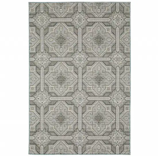 5' X 8' Grey Geometric Stain Resistant Indoor Outdoor Area Rug Photo 1