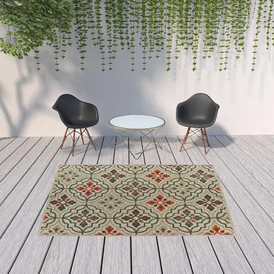 6' X 9' Grey Geometric Stain Resistant Indoor Outdoor Area Rug Photo 2