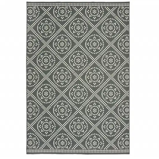 3' X 5' Grey Geometric Stain Resistant Indoor Outdoor Area Rug Photo 1