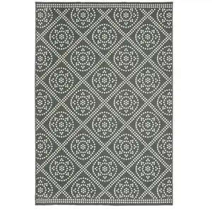 Photo of 6' X 9' Grey Geometric Stain Resistant Indoor Outdoor Area Rug