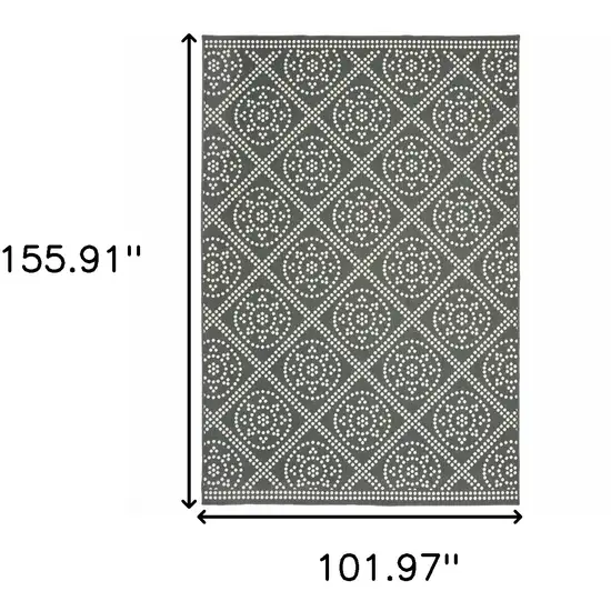 9' X 13' Grey Geometric Stain Resistant Indoor Outdoor Area Rug Photo 5