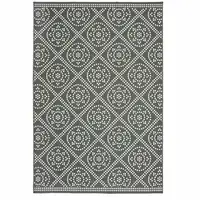 Photo of 9' X 13' Grey Geometric Stain Resistant Indoor Outdoor Area Rug