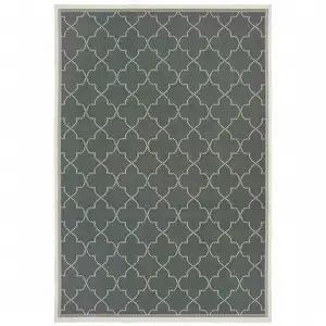 Photo of 3' X 5' Grey Geometric Stain Resistant Indoor Outdoor Area Rug