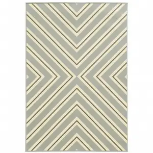 Photo of 9' X 13' Grey Geometric Stain Resistant Indoor Outdoor Area Rug