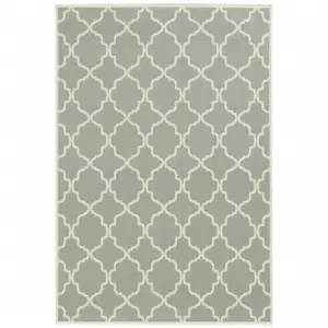 Photo of 3' X 5' Grey Geometric Stain Resistant Indoor Outdoor Area Rug