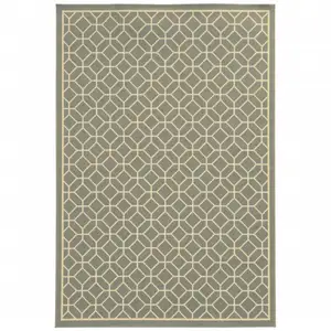 Photo of 3' X 5' Grey Geometric Stain Resistant Indoor Outdoor Area Rug