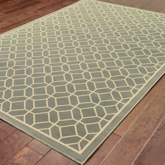 3' X 5' Grey Geometric Stain Resistant Indoor Outdoor Area Rug Photo 4