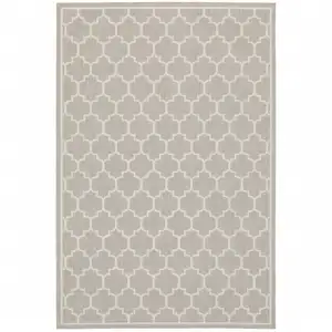 Photo of 6' X 9' Grey Geometric Stain Resistant Indoor Outdoor Area Rug