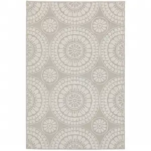 Photo of 6' X 9' Grey Geometric Stain Resistant Indoor Outdoor Area Rug