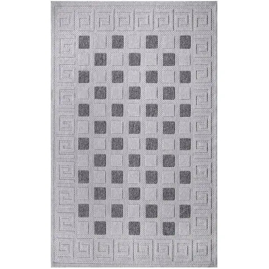 6' X 9' Grey Geometric Stain Resistant Non Skid Indoor Outdoor Area Rug Photo 1