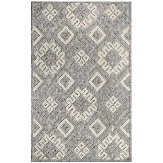 6' X 9' Grey Geometric Stain Resistant Non Skid Indoor Outdoor Area Rug Photo 1