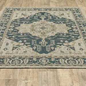 Photo of 6' X 9' Grey Oriental Stain Resistant Indoor Outdoor Area Rug