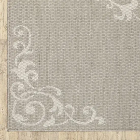 2' X 7' Grey Oriental Stain Resistant Indoor Outdoor Area Rug Photo 3