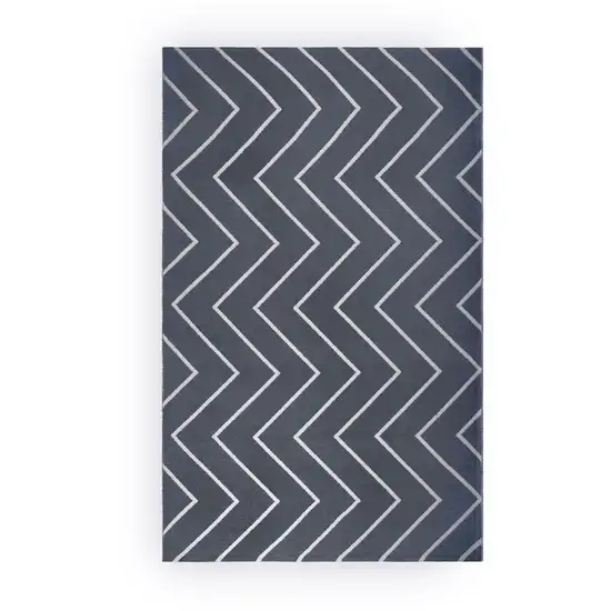 3' X 5' Grey Waves Stain Resistant Indoor Outdoor Area Rug Photo 1