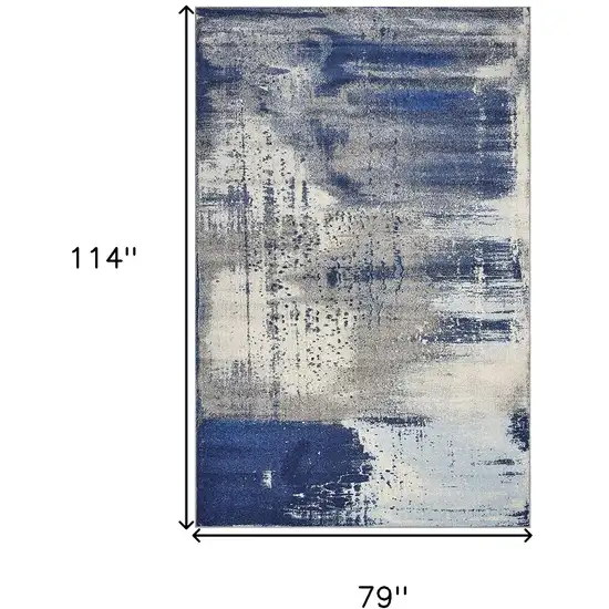 Ice Blue Machine Woven Abstract Indoor Area Rug Photo 3