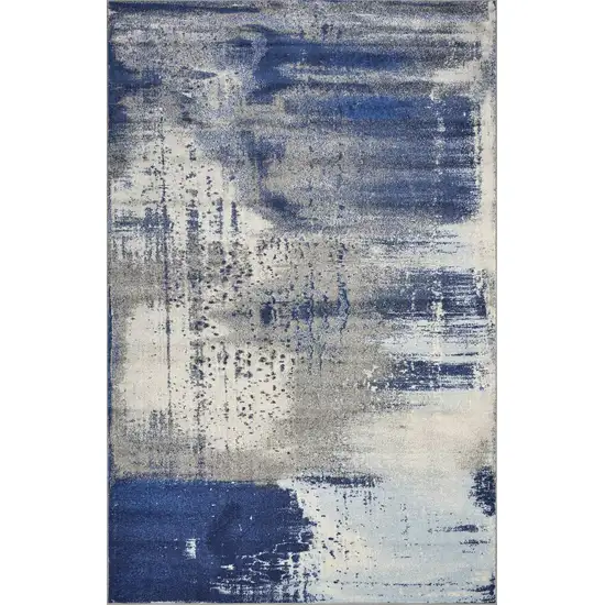 7'X10' Ice Blue Machine Woven Abstract Indoor Area Rug Photo 2