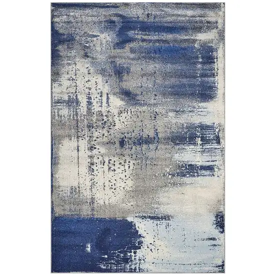 Ice Blue Machine Woven Abstract Indoor Area Rug Photo 2