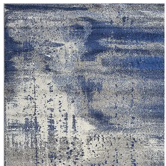 Ice Blue Machine Woven Abstract Indoor Area Rug Photo 5