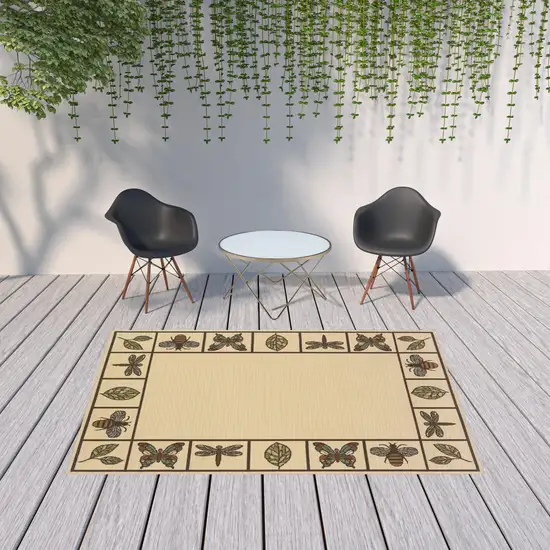 6' X 9' Ivory Abstract Stain Resistant Indoor Outdoor Area Rug Photo 2