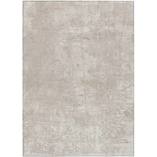 3' X 5' Ivory Abstract Washable Non Skid Indoor Outdoor Area Rug Photo 2