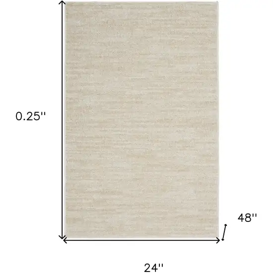 2' X 4' Ivory And Beige Non Skid Indoor Outdoor Runner Rug Photo 5