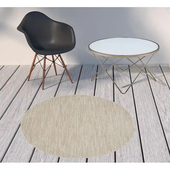 4' X 4' Ivory And Beige Round Non Skid Indoor Outdoor Area Rug Photo 2