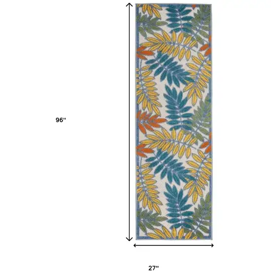 2' X 8' Ivory Floral Non Skid Indoor Outdoor Runner Rug Photo 5