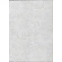 Photo of 3' X 5' Ivory Floral Washable Non Skid Indoor Outdoor Area Rug