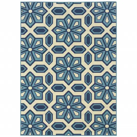 3' X 5' Ivory Geometric Stain Resistant Indoor Outdoor Area Rug Photo 1