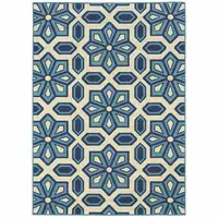 Photo of 3' X 5' Ivory Geometric Stain Resistant Indoor Outdoor Area Rug