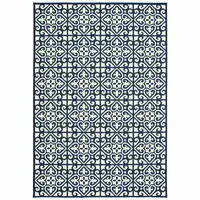 Photo of 9' X 13' Ivory Geometric Stain Resistant Indoor Outdoor Area Rug