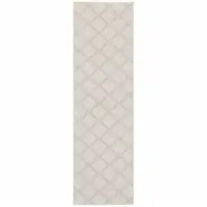 Photo of 2' X 7' Ivory Geometric Stain Resistant Indoor Outdoor Area Rug