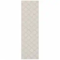 Photo of 2' X 7' Ivory Geometric Stain Resistant Indoor Outdoor Area Rug