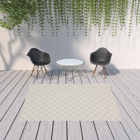 6' X 9' Ivory Geometric Stain Resistant Indoor Outdoor Area Rug Photo 2