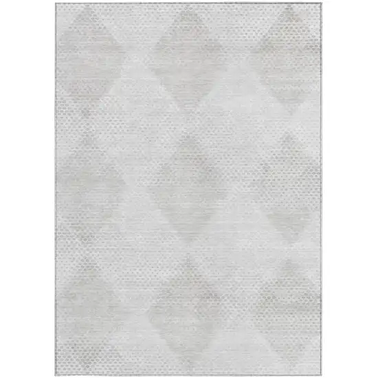 Ivory Geometric Washable Non Skid Indoor Outdoor Area Rug Photo 5