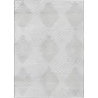 Photo of 3' X 5' Ivory Geometric Washable Non Skid Indoor Outdoor Area Rug