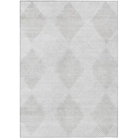 3' X 5' Ivory Geometric Washable Non Skid Indoor Outdoor Area Rug Photo 2