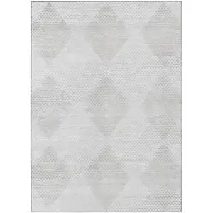 Photo of 3' X 5' Ivory Geometric Washable Non Skid Indoor Outdoor Area Rug