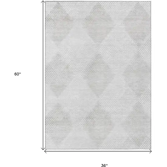 3' X 5' Ivory Geometric Washable Non Skid Indoor Outdoor Area Rug Photo 3